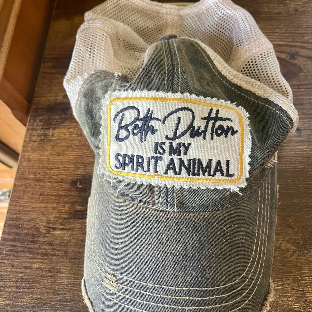 Beth Dutton 'Is My Spirit Animal' Distressed Trucker Hat - Olive